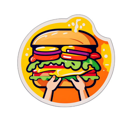 サンドイッチを楽しむ人物のイラスト