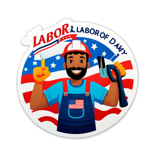 🎉 Celebrate Labor Day Like Never Before! Unleash Your Joy with Our Colorful Laborer Sticker! 🌟