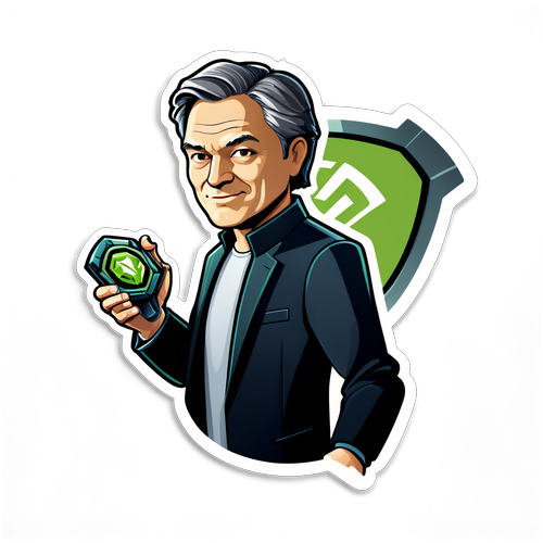 Ilustrasi Kartun CEO Nvidia dengan Elemen Permainan