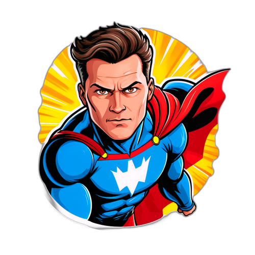 Cooler Aufkleber eines actiongeladenen Superhelden