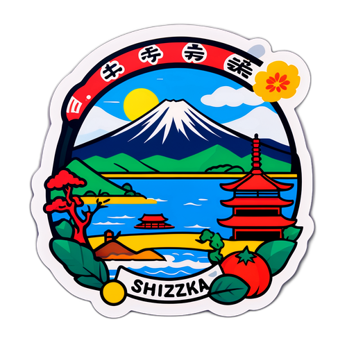静岡の気候と文化を表現したイラストステッカー
