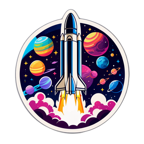 Futuristic SpaceX Rocket in a Colorful Galaxy