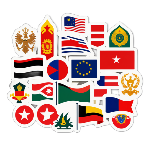 国旗と防衛シンボルのモチーフを用いたグラフィックデザイン