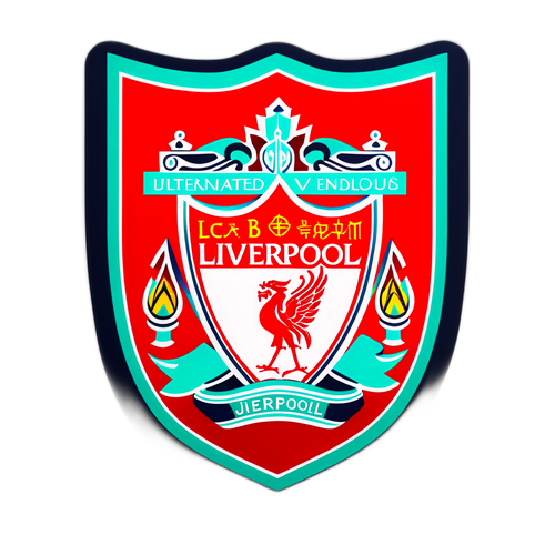 Kreatives Design des FC Liverpool Logos mit dynamischem Hintergrund von Fans und Fußball