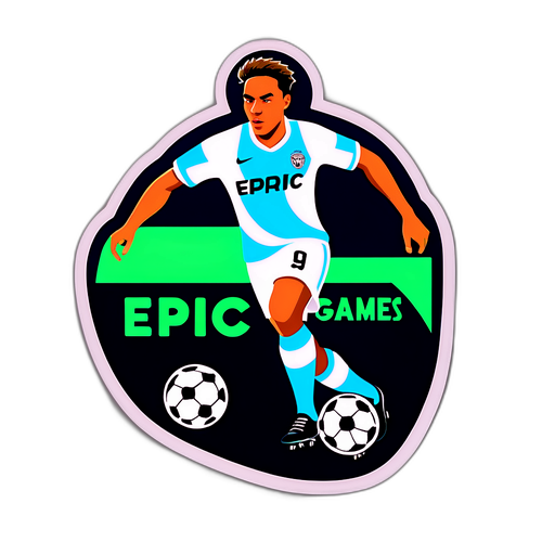 שחקן כדורגל דינמי עם הכיתוב 'Epic Games'