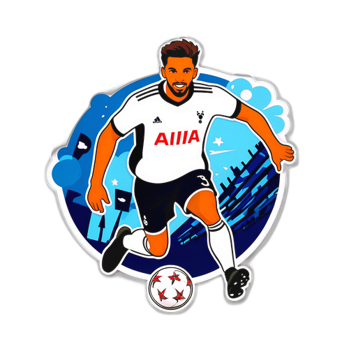 การออกแบบที่มีเสน่ห์ของผู้เล่นท็อตแน่ม ฮ็อทสเปอร์ที่ dribbling ฟุตบอล