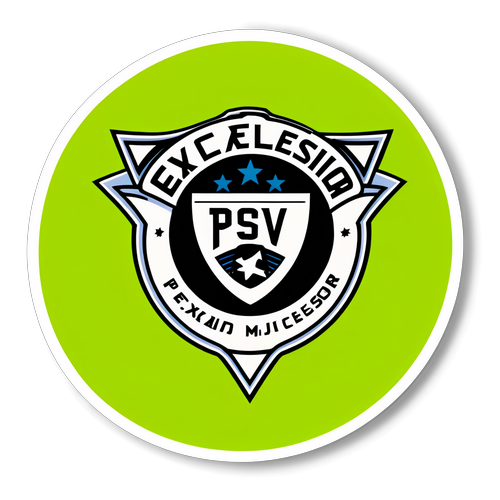 Sticker ontwerp van PSV-logo met de tekst 'PSV Excelsior'