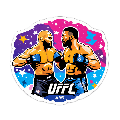 สติกเกอร์ UFC ที่มีนักสู้ชื่อดังในท่าทางการต่อสู้ที่น่าตื่นเต้น
