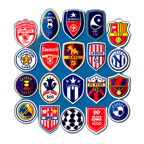 Thiết kế sticker retro với logo bóng đá truyền thống từ Champions League
