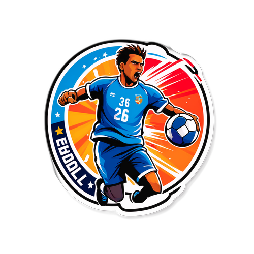 En dristig håndballklistremerke for 'Handball EM 2026'