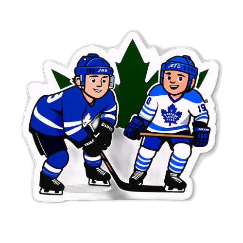 Jets vs. Maple Leafs Playful Mashup Sticker