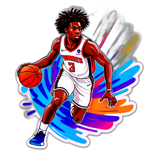 Isang pambihirang imahe ni Tyrese Maxey habang nagdadala ng bola