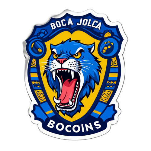 Stiker Boca Juniors dengan Maskot Menggeram