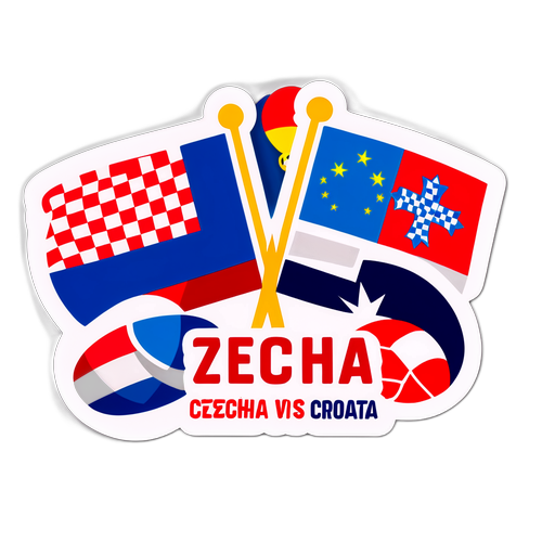 Samolepka oslavující 'Česká republika vs Chorvatsko'
