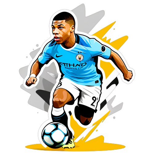 Dynamic Manchester City Logo with Kylian Mbappe