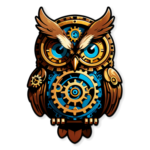 Steampunk Clockwork Owl Sticker