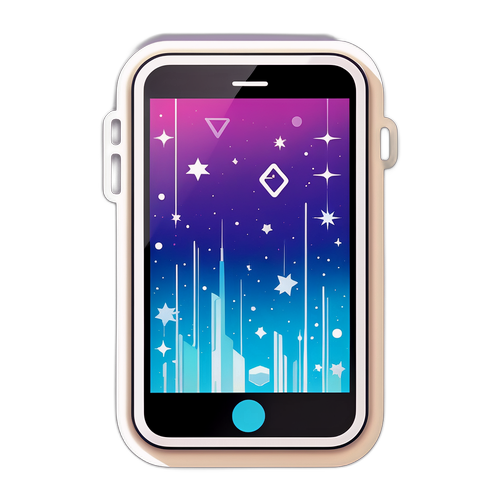 Illustratie van een futuristische iPhone 17 met sterren