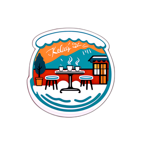 Cozy Coffee Shop Scene Sticker