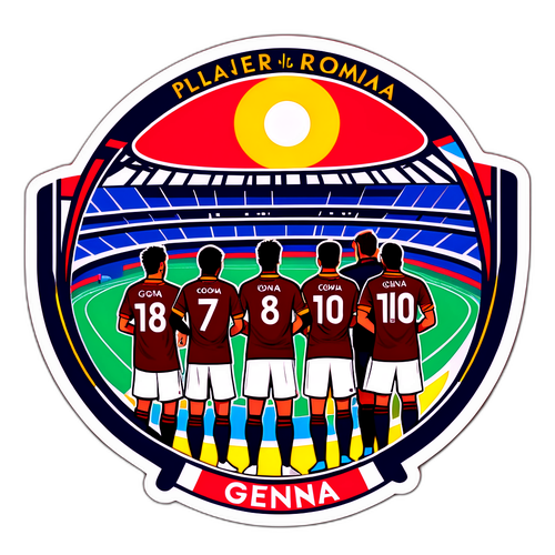 Sticker cu jucătorii echipelor Roma și Genoa