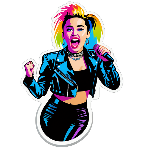 Wibrujący naklejka Miley Cyrus na scenie