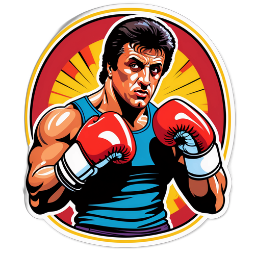 Stylizowany portret Sylvestra Stallone'a jako bohatera