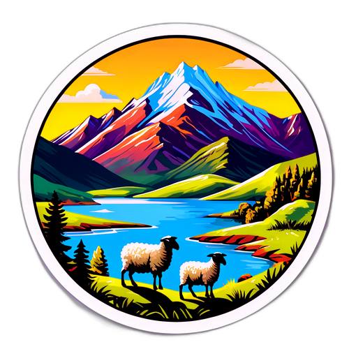 Sticker paesaggistico della Nuova Zelanda