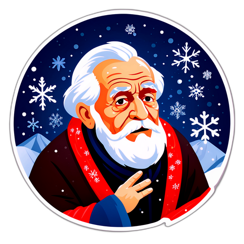 一位老人在雪暴中观看传统歌剧