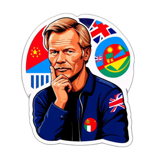 Terje Rød-Larsen med internasjonale flagg