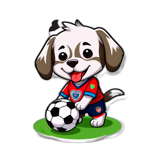 Perwakilan Kartun Lucu Anjing Bermain Sepak Bola