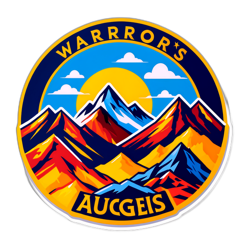 Sticker Warriors vs Nuggets dengan Latar Belakang Gunung Dramatik