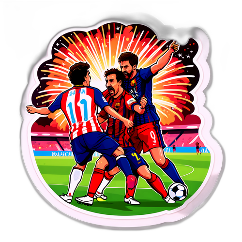 아틀레티코와 바르셀로나의 강렬한 경기 장면 스티커