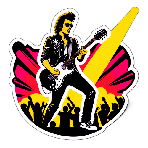 Retro-inspirert klistremerke av en rockestjerne