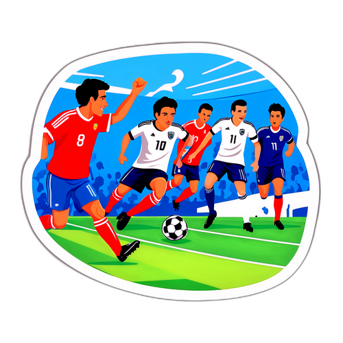 흥미로운 축구 경기 순간 스티커