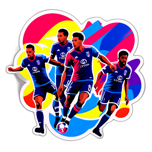 Hình dán các cầu thủ Lyon trong hành động