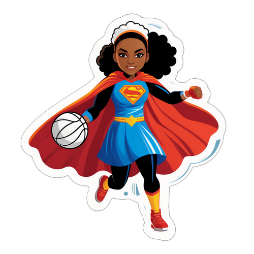 Nakakatawang Sticker ng Isang Manlalaro ng WNBA na Naka-salungso at Handang Lumipad sa Laro