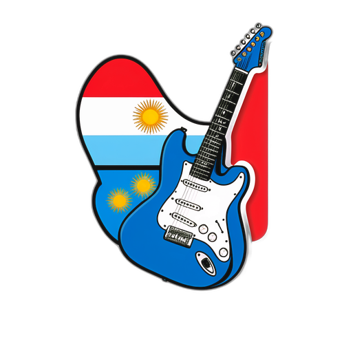 Guitarra Eléctrica sobre Bandera Argentina