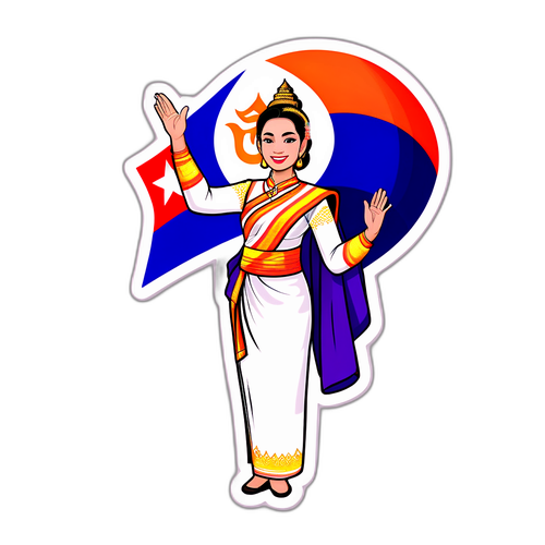 หญิงสาวในชุดไทยพร้อมธงชาติไทย