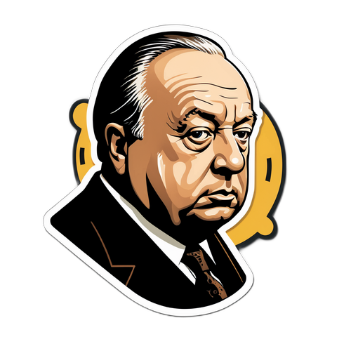 Vintage-inspirert klistremerke av Alfred Hitchcock