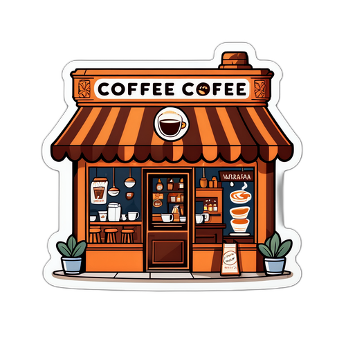 Urocza naklejka z kawiarnią w Warszawie