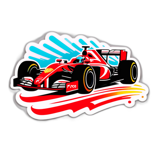 Naklejka motywie F1 z dynamicznym samochodem wyścigowym