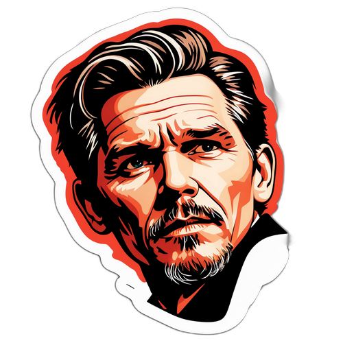 Autocollant d'Ethan Hawke en tant que personnage mystérieux dans un film noir