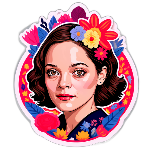 Autocollant Marion Cotillard avec illustration stylisée