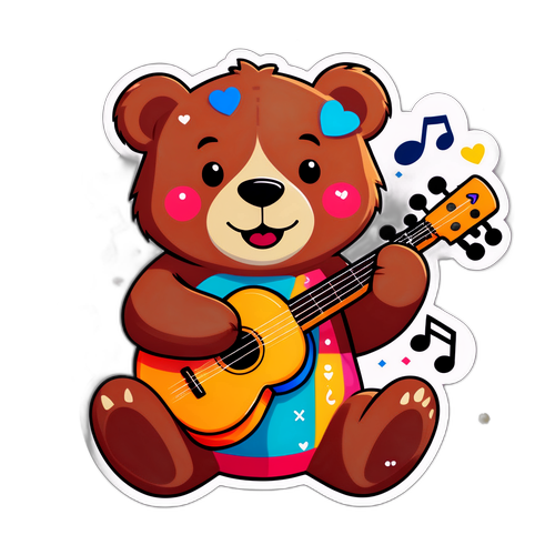 Cute Bear Playing Music