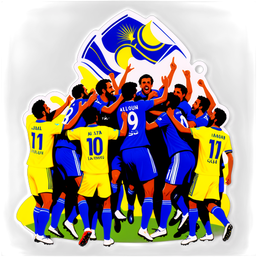 Sticker reprezentând un meci de fotbal între Al-Nassr și Al-Taawoun