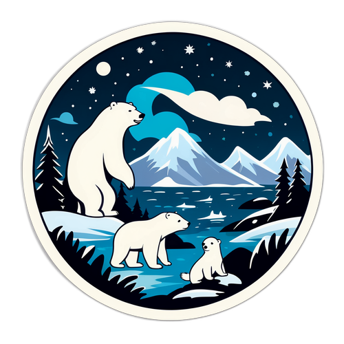 Nordlys med isbjørner