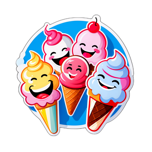 Ilustración divertida de una boca sonriente con helados