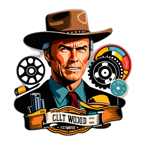 Adesivo in stile vintage di Clint Eastwood