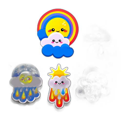 Makulay na Sticker na may Temang Panahon