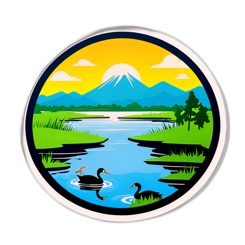 环保湖泊湿地保护贴纸