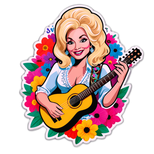 Vibrant klistremerke av Dolly Parton